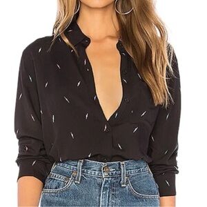 Rails Lightening Black Button-Up Top